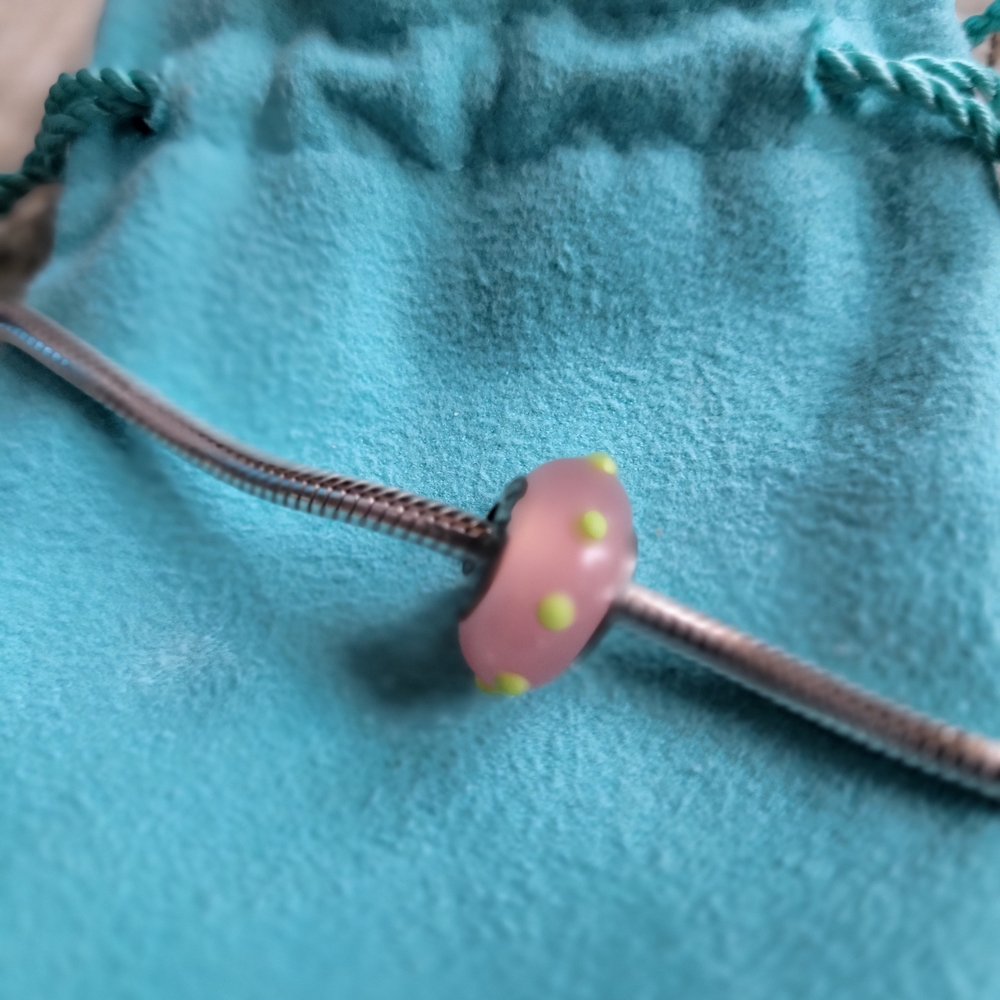 Pandora Pink and Yellow Polka Dot Charm